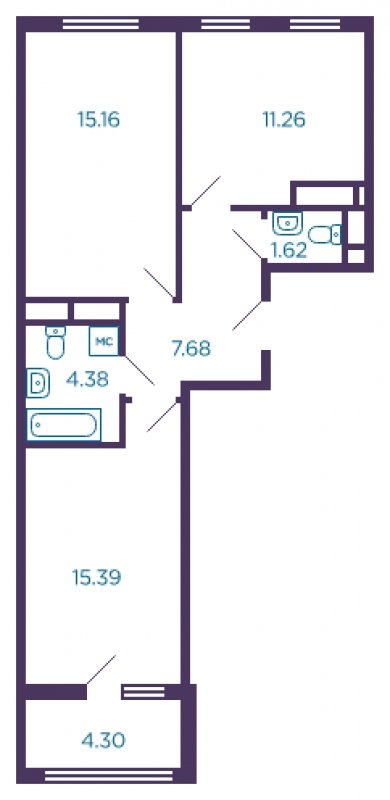 2-комнатная квартира без отделки, 57.64 м2, 4 этаж, сдача 4 квартал 2022 г., ЖК Миниполис Дивное, корпус 3 - объявление 1757998 - фото №1