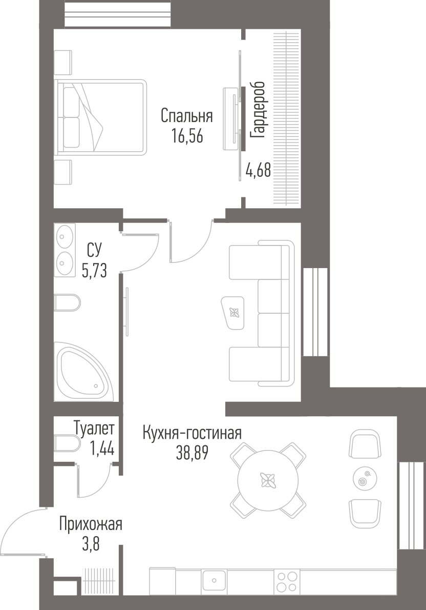 2-комнатные апартаменты 70 м2, 24 этаж, дом сдан, ЖК Alcon Tower, корпус 1 - объявление 2275219 - фото №1