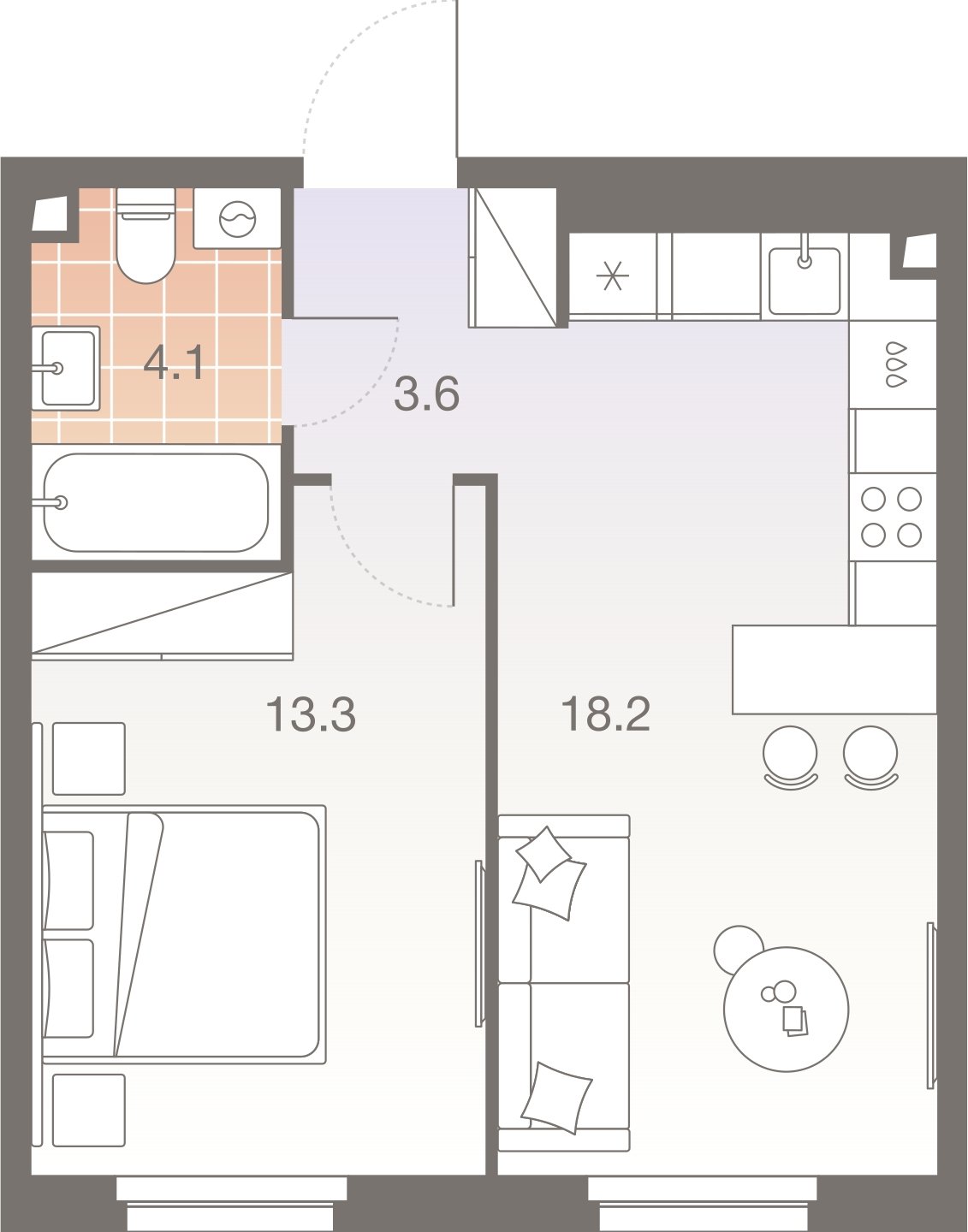 2-комнатная квартира без отделки, 39.2 м2, 9 этаж, сдача 1 квартал 2026 г., ЖК Twelve, корпус 1 - объявление 2400160 - фото №1