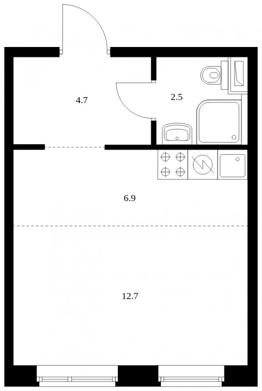 Студия с полной отделкой, 26.8 м2, 1 этаж, сдача 4 квартал 2023 г., ЖК Саларьево Парк, корпус 48.3 - объявление 1711005 - фото №1