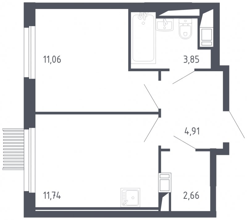 1-комнатная квартира с полной отделкой, 34.22 м2, 12 этаж, сдача 3 квартал 2023 г., ЖК Мытищи Парк, корпус 2 - объявление 1619145 - фото №1