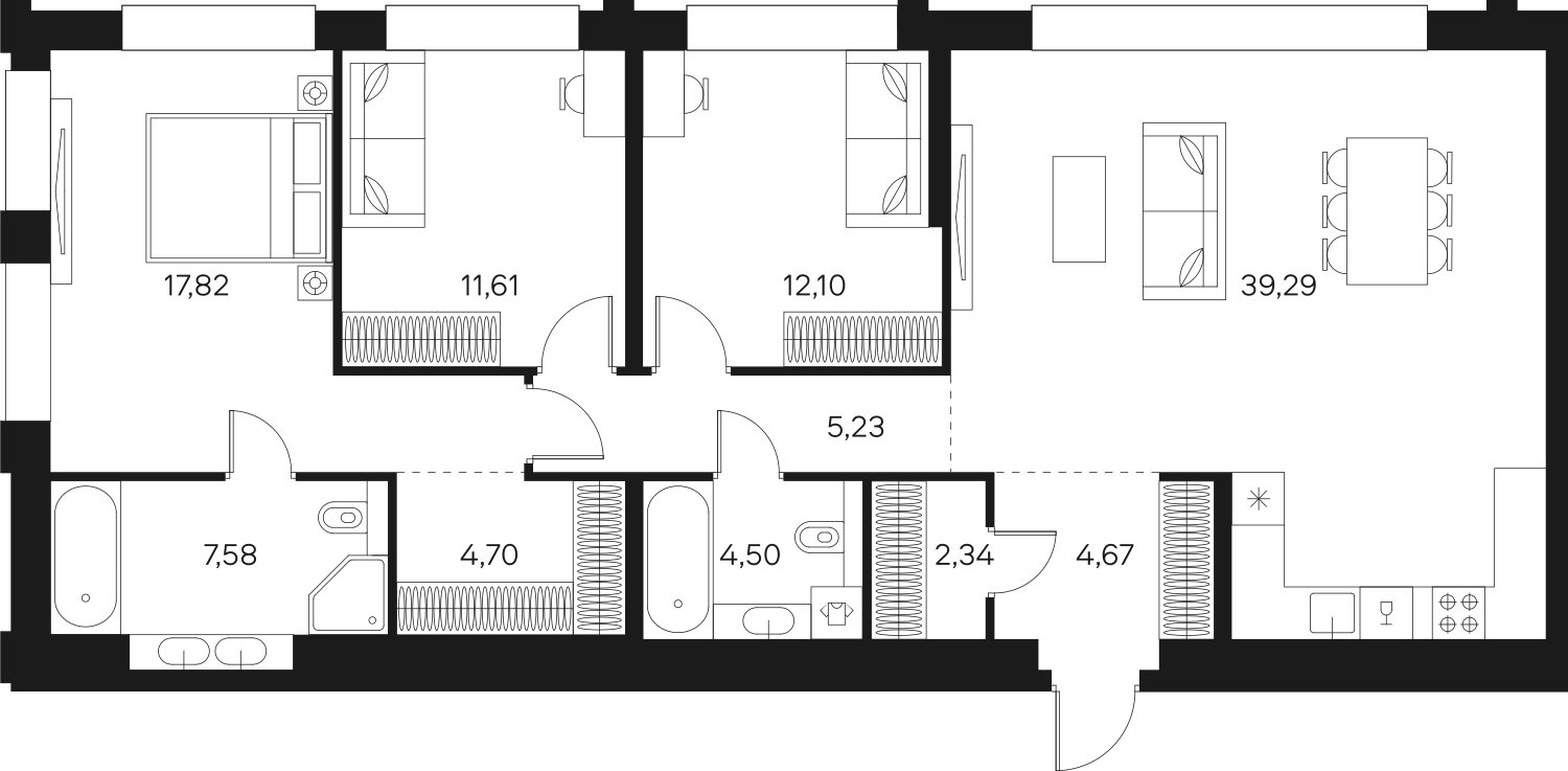 4-комнатная квартира без отделки, 109.84 м2, 18 этаж, сдача 4 квартал 2024 г., ЖК FØRST, корпус 2 - объявление 2372509 - фото №1