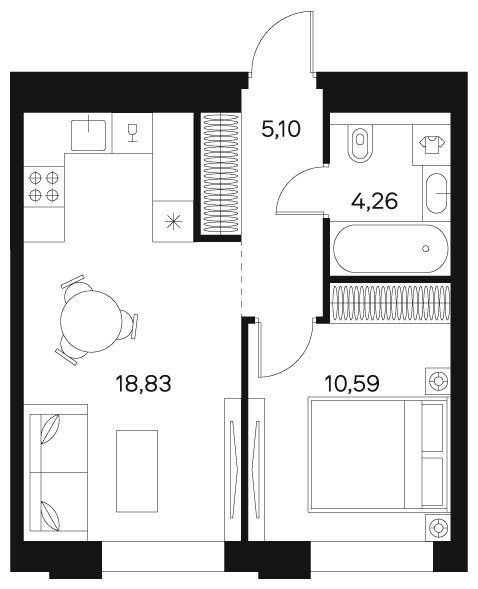 3-комнатная квартира без отделки, 96.09 м2, 2 этаж, сдача 4 квартал 2024 г., ЖК FØRST, корпус 2 - объявление 1942996 - фото №1