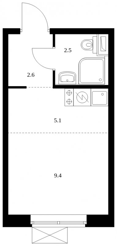 Студия с полной отделкой, 19.6 м2, 16 этаж, сдача 4 квартал 2023 г., ЖК Восточное Бутово, корпус 15 - объявление 1680573 - фото №1