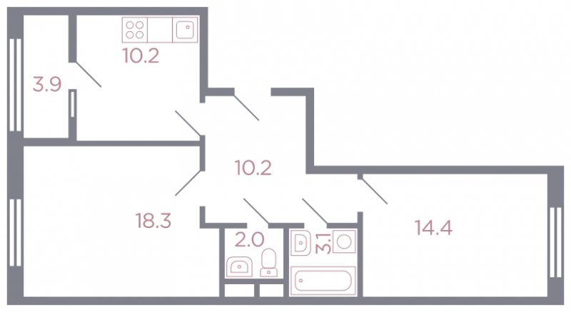 2-комнатная квартира без отделки, 60 м2, 8 этаж, дом сдан, ЖК Миниполис Серебрица, корпус 2 - объявление 1758755 - фото №1