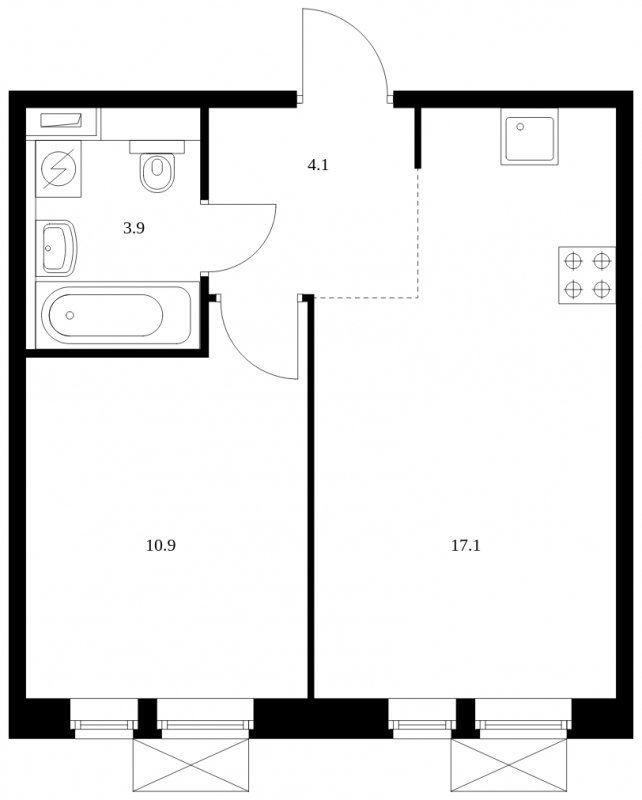 1-комнатная квартира с полной отделкой, 36 м2, 5 этаж, сдача 2 квартал 2023 г., ЖК Ильинские Луга, корпус 11 - объявление 1605795 - фото №1