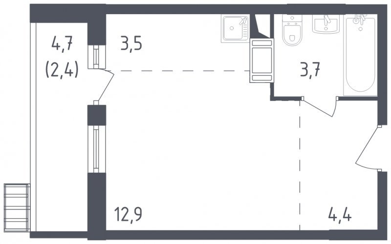 Студия с полной отделкой, 26.3 м2, 3 этаж, дом сдан, ЖК Алхимово, корпус 5 - объявление 1834958 - фото №1