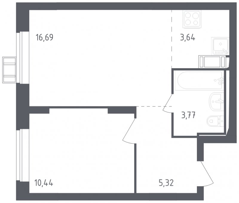 2-комнатная квартира с полной отделкой, 39.86 м2, 15 этаж, сдача 3 квартал 2023 г., ЖК Томилино Парк, корпус 4.1 - объявление 1667693 - фото №1