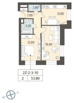 2-комнатная квартира 2 м2, 2 этаж, сдача 4 квартал 2023 г., ЖК ЗИЛАРТ, корпус 15 - объявление 1691808 - фото №1