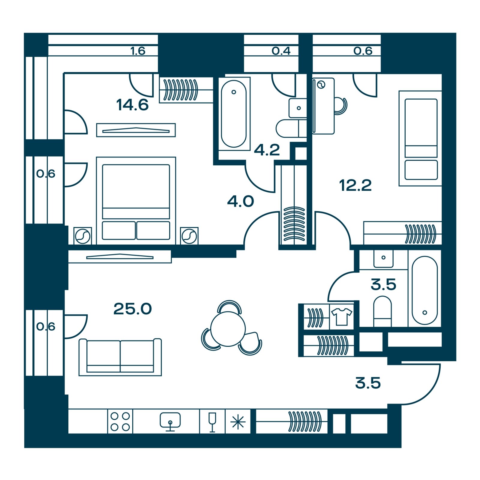 2-комнатная квартира с частичной отделкой, 68.2 м2, 3 этаж, сдача 3 квартал 2025 г., ЖК SOUL, корпус 1 - объявление 2259799 - фото №1