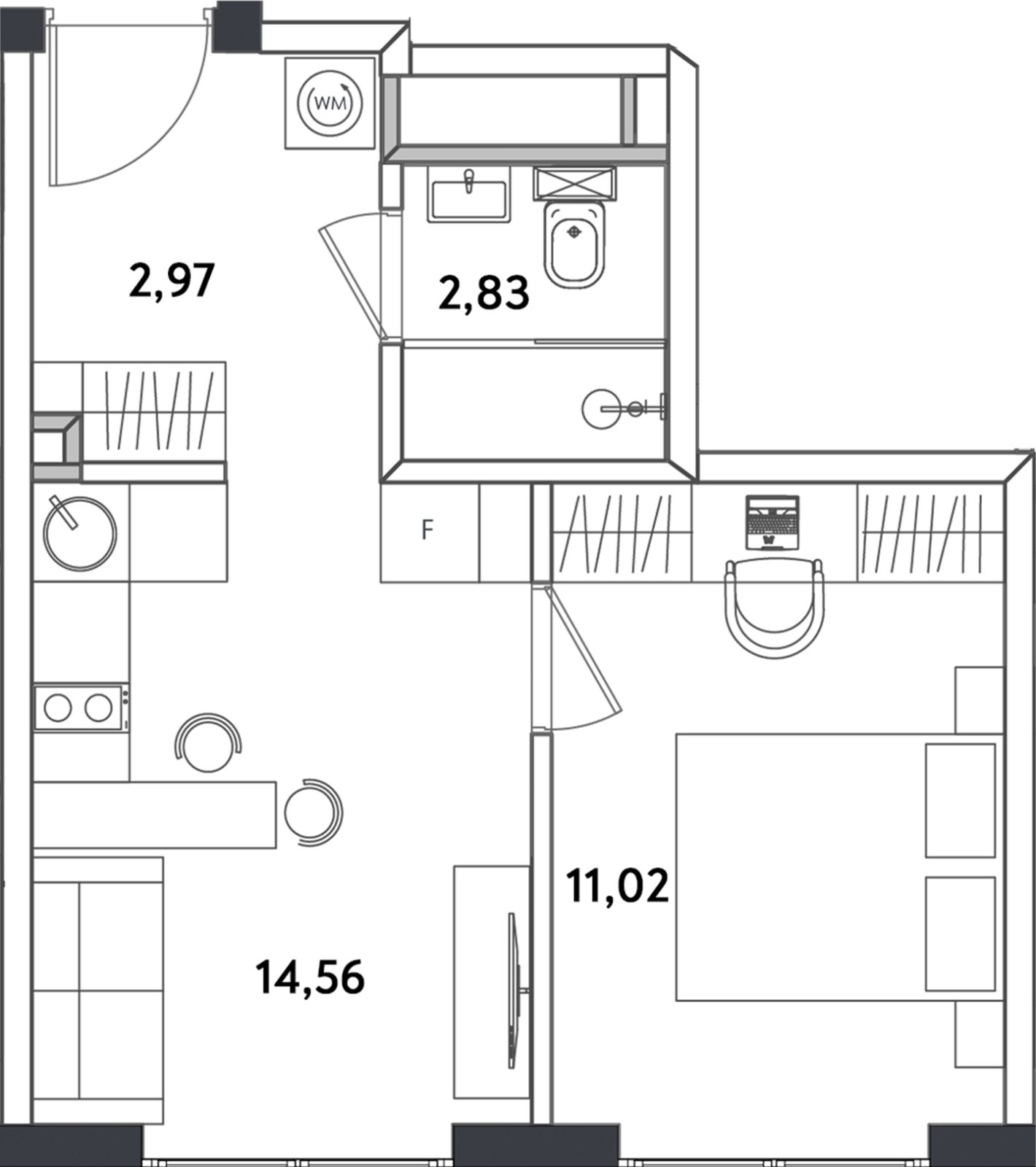 2-комнатные апартаменты с полной отделкой, 32.01 м2, 12 этаж, сдача 4 квартал 2024 г., ЖК Измайловский парк, корпус 1 - объявление 2361024 - фото №1