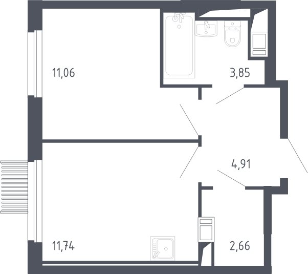 1-комнатная квартира с полной отделкой, 34.2 м2, 16 этаж, сдача 3 квартал 2023 г., ЖК Мытищи Парк, корпус 2 - объявление 2066477 - фото №1