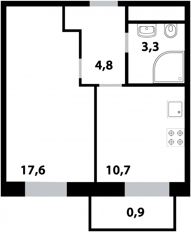 1-комнатная квартира с полной отделкой, 37.3 м2, 15 этаж, дом сдан, ЖК Союзный, корпус 1 - объявление 1704724 - фото №1