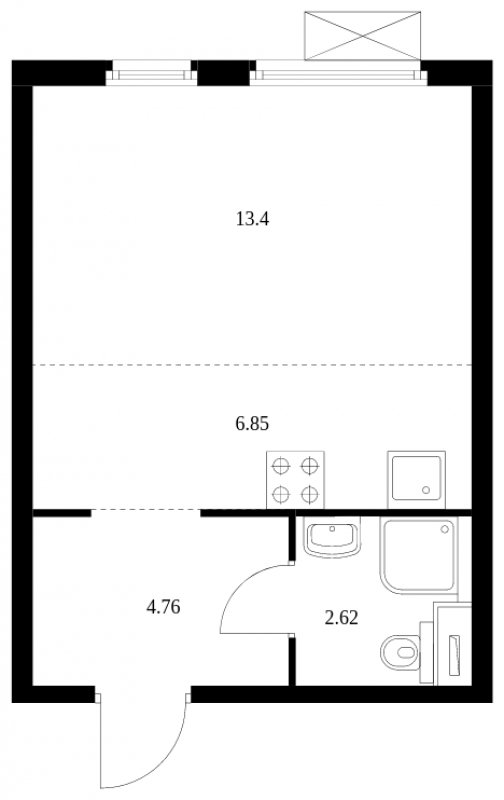 Студия с полной отделкой, 27.63 м2, 24 этаж, сдача 2 квартал 2024 г., ЖК Матвеевский Парк, корпус 2.1 - объявление 1609916 - фото №1