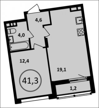 1-комнатная квартира без отделки, 41.3 м2, 13 этаж, сдача 4 квартал 2022 г., ЖК Испанские кварталы, корпус 5.2 - объявление 1409381 - фото №1