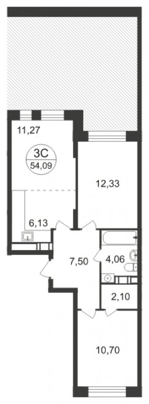 3-комнатная квартира с полной отделкой, 54.09 м2, 2 этаж, сдача 3 квартал 2023 г., ЖК Люберцы, корпус 66 - объявление 1566225 - фото №1