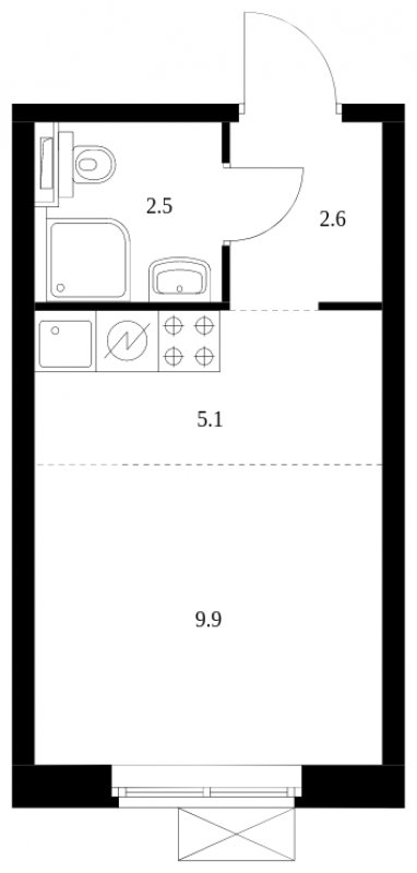 Студия с полной отделкой, 20.1 м2, 22 этаж, сдача 3 квартал 2023 г., ЖК Перовское 2, корпус 1.1 - объявление 1558976 - фото №1