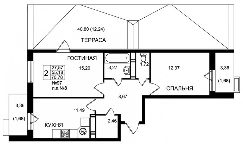 2-комнатная квартира с полной отделкой, 69.7 м2, 10 этаж, дом сдан, ЖК Кленовые Аллеи, корпус 6 - объявление 1588368 - фото №1