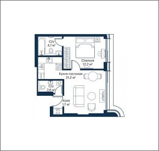 1-комнатная квартира с частичной отделкой, 41.8 м2, 34 этаж, сдача 4 квартал 2023 г., ЖК City Bay, корпус Atlantic Ocean 1 - объявление 1934737 - фото №1