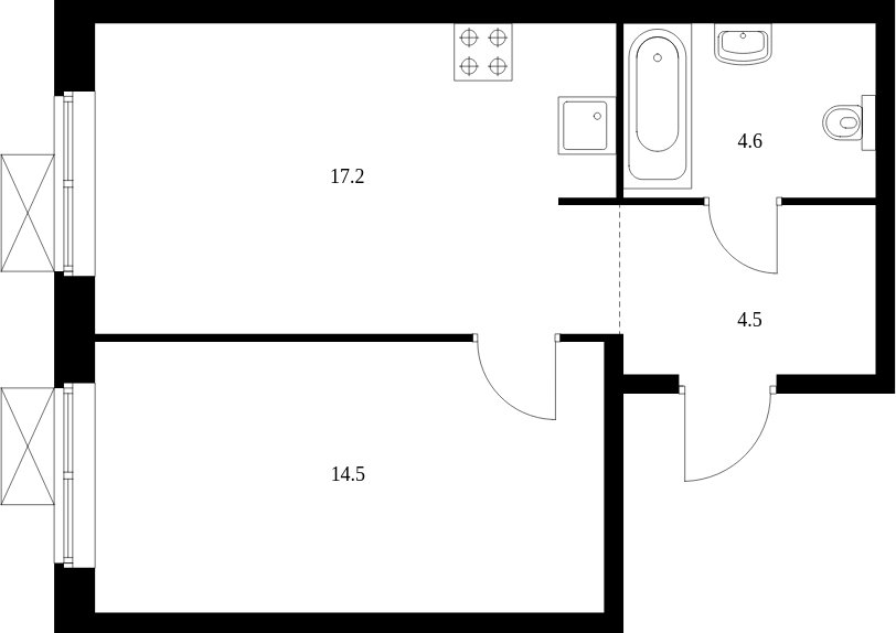 1-комнатная квартира без отделки, 40.8 м2, 3 этаж, сдача 4 квартал 2023 г., ЖК Holland park, корпус 11 - объявление 1982009 - фото №1