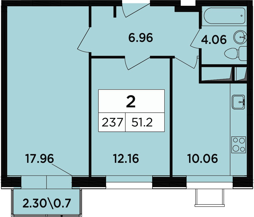 2-комнатные апартаменты 48.5 м2, 11 этаж, дом сдан, ЖК Легендарный Квартал на Березовой  аллее, корпус 5 - объявление 2349144 - фото №1