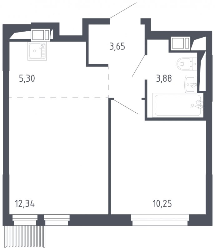 2-комнатная квартира с полной отделкой, 35.42 м2, 15 этаж, сдача 3 квартал 2023 г., ЖК Мытищи Парк, корпус 2 - объявление 1665079 - фото №1