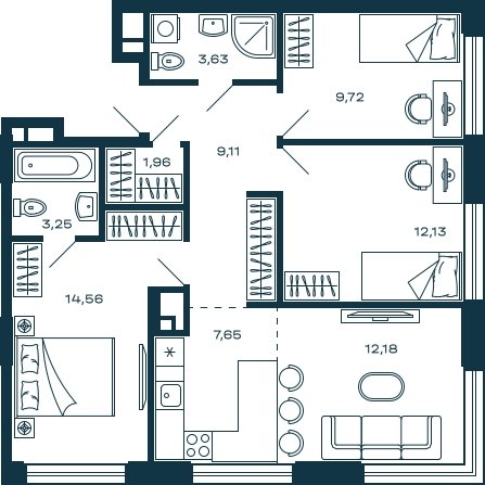 3-комнатная квартира без отделки, 74.19 м2, 4 этаж, сдача 3 квартал 2025 г., ЖК М_5, корпус 2 - объявление 2022002 - фото №1