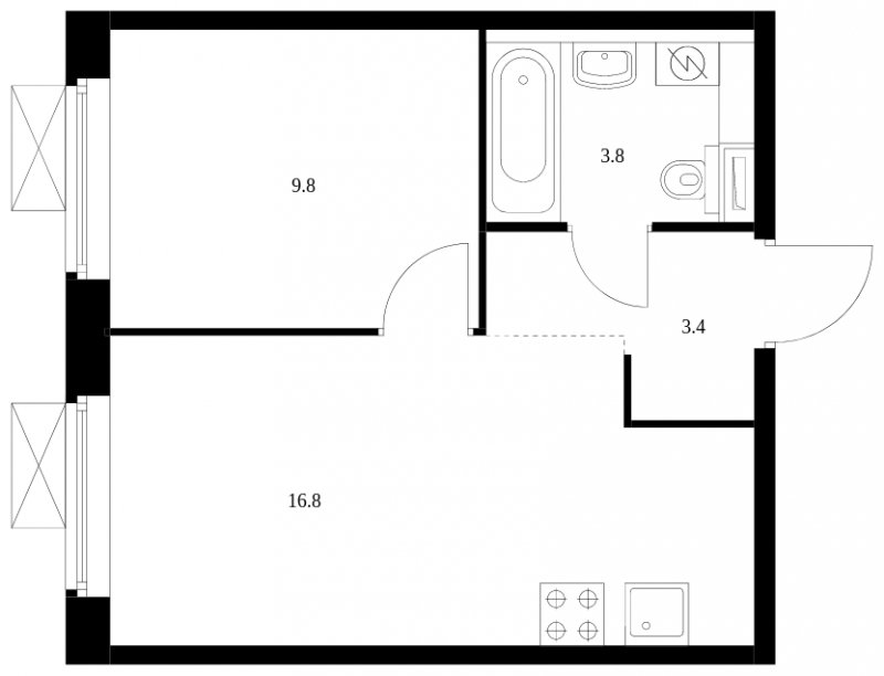 1-комнатная квартира с полной отделкой, 33.8 м2, 6 этаж, сдача 3 квартал 2024 г., ЖК Люблинский парк, корпус 15 - объявление 1871464 - фото №1