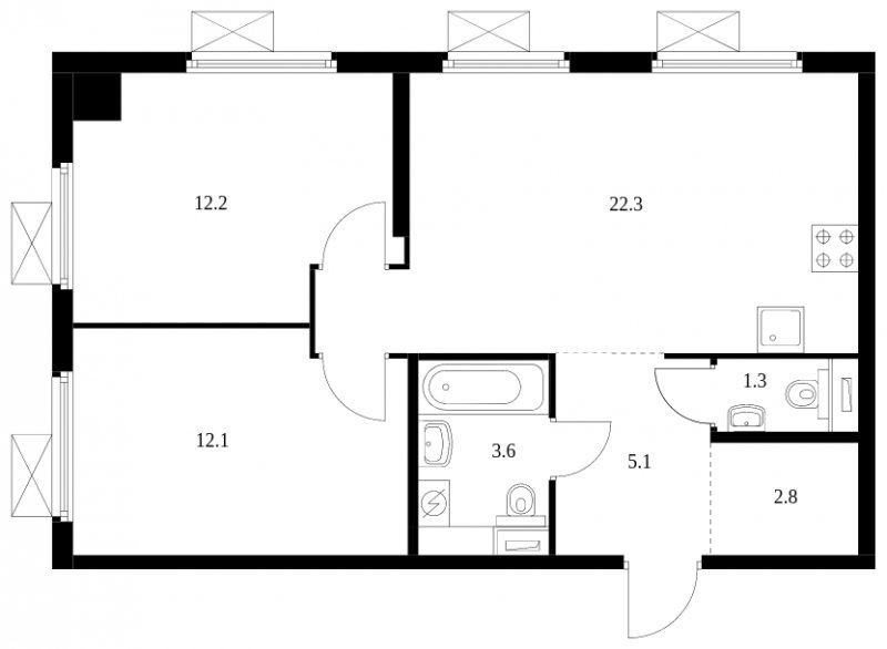 2-комнатная квартира с полной отделкой, 59.4 м2, 10 этаж, сдача 2 квартал 2024 г., ЖК Митинский лес, корпус 1.4 - объявление 1843323 - фото №1