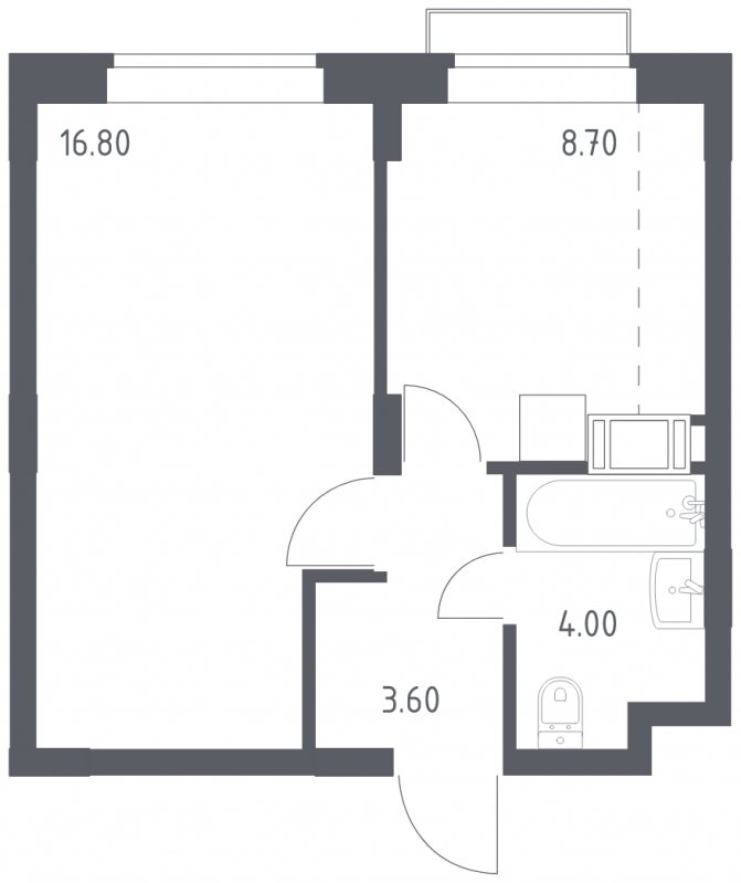 1-комнатная квартира с полной отделкой, 33.1 м2, 16 этаж, сдача 1 квартал 2023 г., ЖК Алхимово, корпус 3.1 - объявление 1457016 - фото №1