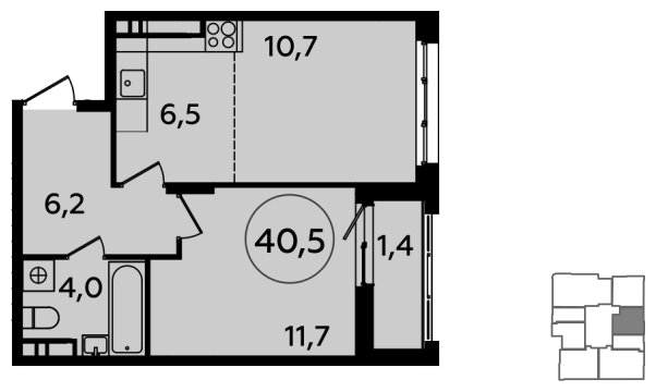 2-комнатная квартира (евро) с частичной отделкой, 40.5 м2, 13 этаж, сдача 1 квартал 2024 г., ЖК Скандинавия, корпус 2.23.2 - объявление 1514703 - фото №1
