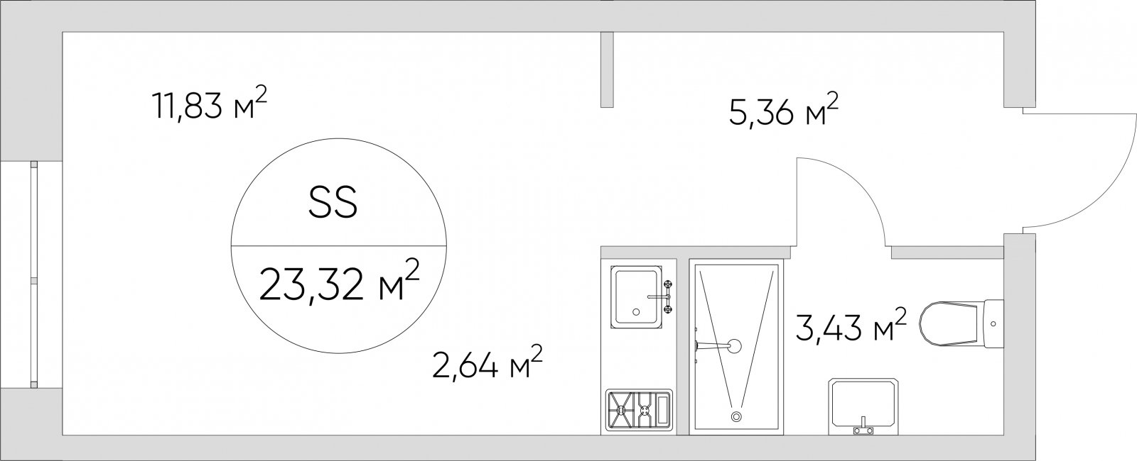 Студия без отделки, 23.32 м2, 9 этаж, дом сдан, ЖК N'ICE LOFT, корпус 1 - объявление 2406334 - фото №1