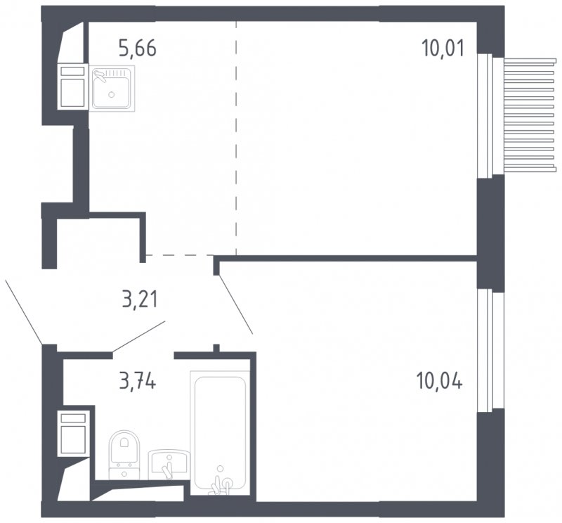 2-комнатная квартира с полной отделкой, 32.66 м2, 11 этаж, сдача 3 квартал 2023 г., ЖК Мытищи Парк, корпус 2 - объявление 1644914 - фото №1
