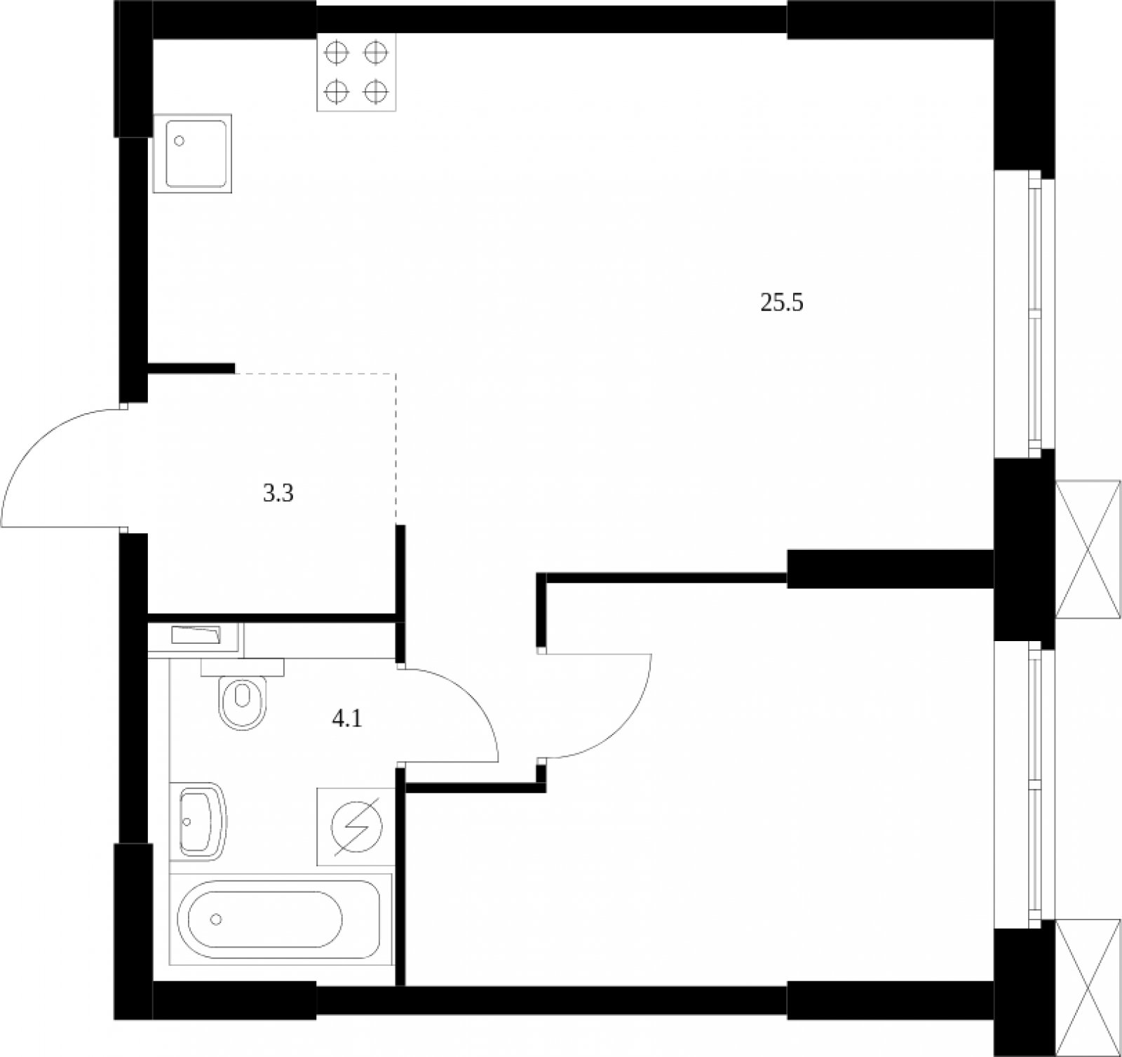 1-комнатные апартаменты с полной отделкой, 45 м2, 26 этаж, сдача 2 квартал 2023 г., ЖК Волоколамское 24, корпус 3 - объявление 2012245 - фото №1