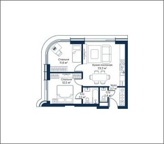 2-комнатная квартира с частичной отделкой, 55.5 м2, 26 этаж, сдача 4 квартал 2023 г., ЖК City Bay, корпус Atlantic Ocean 2 - объявление 1932983 - фото №1