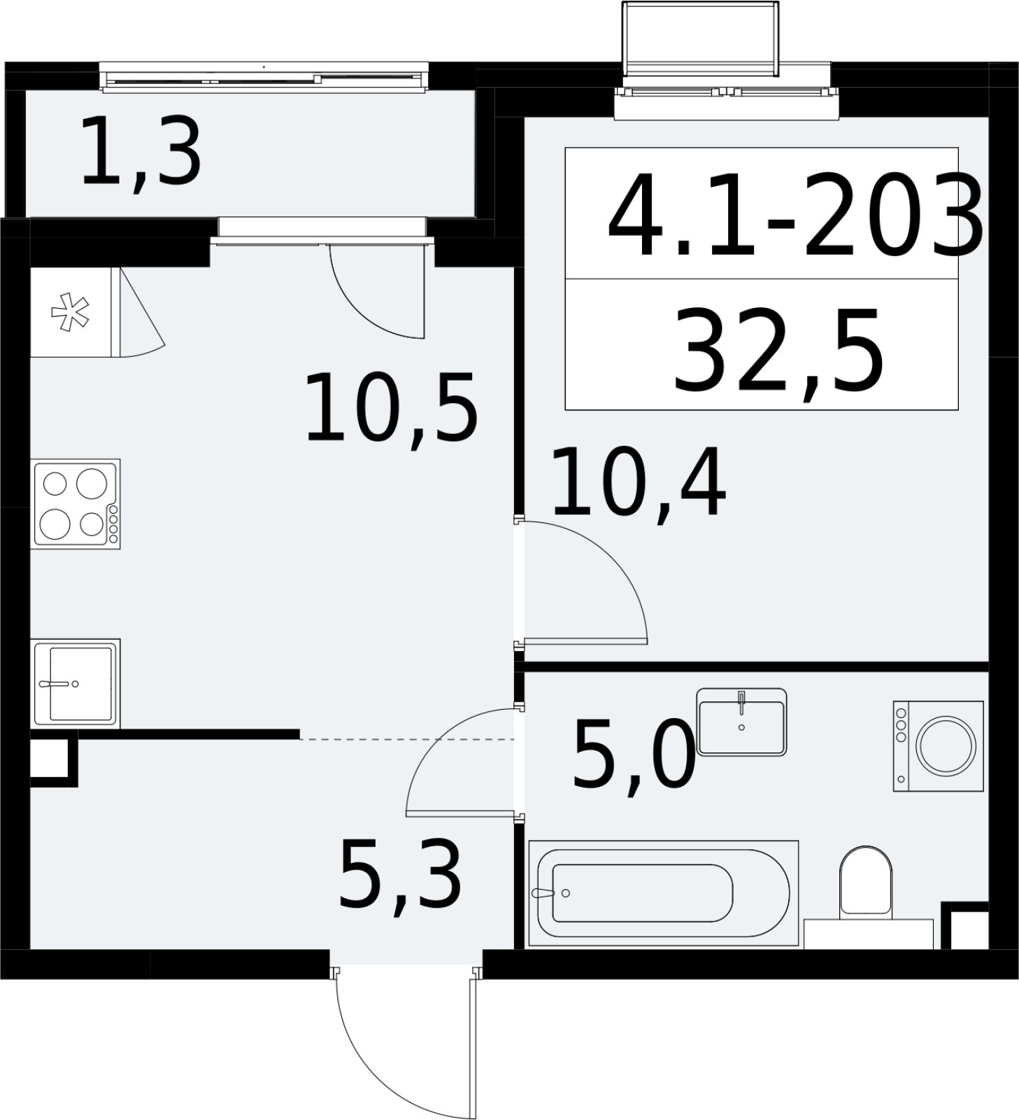 1-комнатная квартира с полной отделкой, 32.5 м2, 2 этаж, сдача 2 квартал 2027 г., ЖК Южные сады, корпус 4.1.2 - объявление 2392728 - фото №1