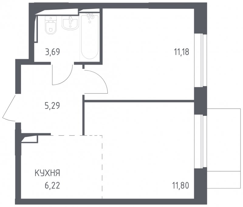 2-комнатная квартира с полной отделкой, 38.18 м2, 8 этаж, сдача 2 квартал 2024 г., ЖК Остафьево, корпус 12.1 - объявление 1805584 - фото №1