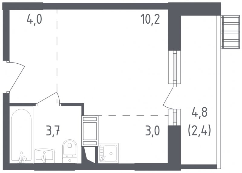 Студия с полной отделкой, 23.3 м2, 5 этаж, сдача 3 квартал 2022 г., ЖК Алхимово, корпус 4 - объявление 1669200 - фото №1