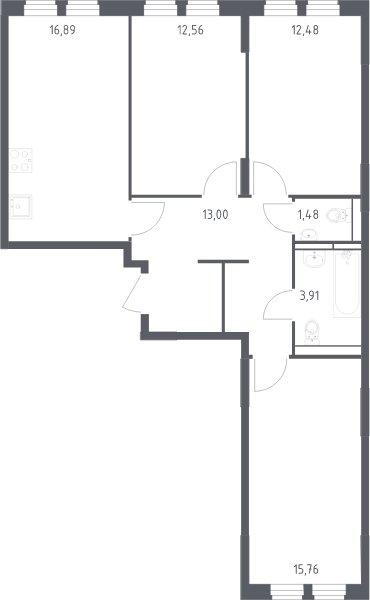3-комнатная квартира с полной отделкой, 76.1 м2, 10 этаж, сдача 1 квартал 2025 г., ЖК Остафьево, корпус 18 - объявление 2064723 - фото №1