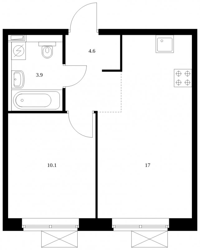 1-комнатная квартира с полной отделкой, 35.6 м2, 14 этаж, сдача 4 квартал 2023 г., ЖК Саларьево Парк, корпус 48.4 - объявление 1711023 - фото №1