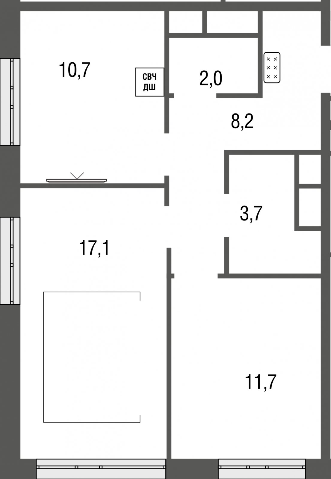 2-комнатная квартира без отделки, 55.2 м2, 20 этаж, сдача 1 квартал 2024 г., ЖК Сиреневый Парк, корпус 32 - объявление 2269661 - фото №1