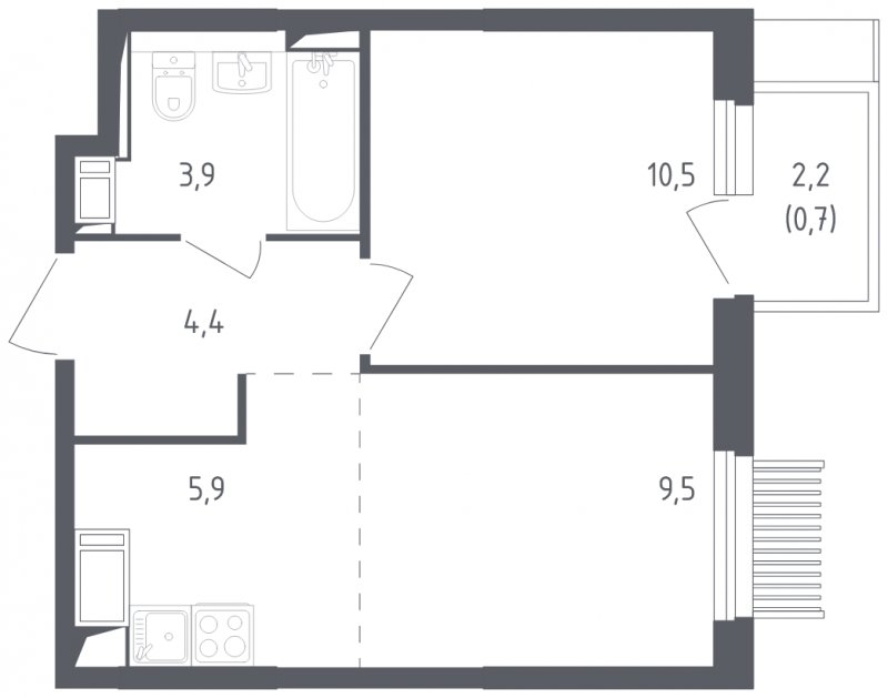 2-комнатная квартира с полной отделкой, 34.9 м2, 17 этаж, сдача 2 квартал 2025 г., ЖК Мытищи Парк, корпус 4 - объявление 1823290 - фото №1
