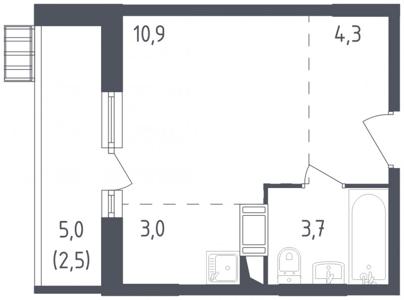 Студия с полной отделкой, 24.4 м2, 8 этаж, сдача 2 квартал 2022 г., ЖК Алхимово, корпус 5 - объявление 1769254 - фото №1