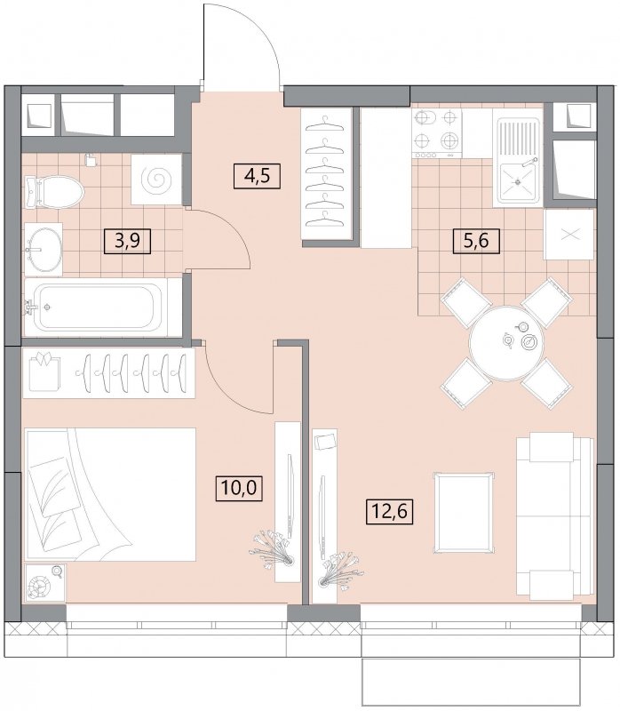 2-комнатная квартира (евро) с полной отделкой, 36.62 м2, 10 этаж, сдача 2 квартал 2022 г., ЖК Вестердам, корпус 3 - объявление 1569344 - фото №1