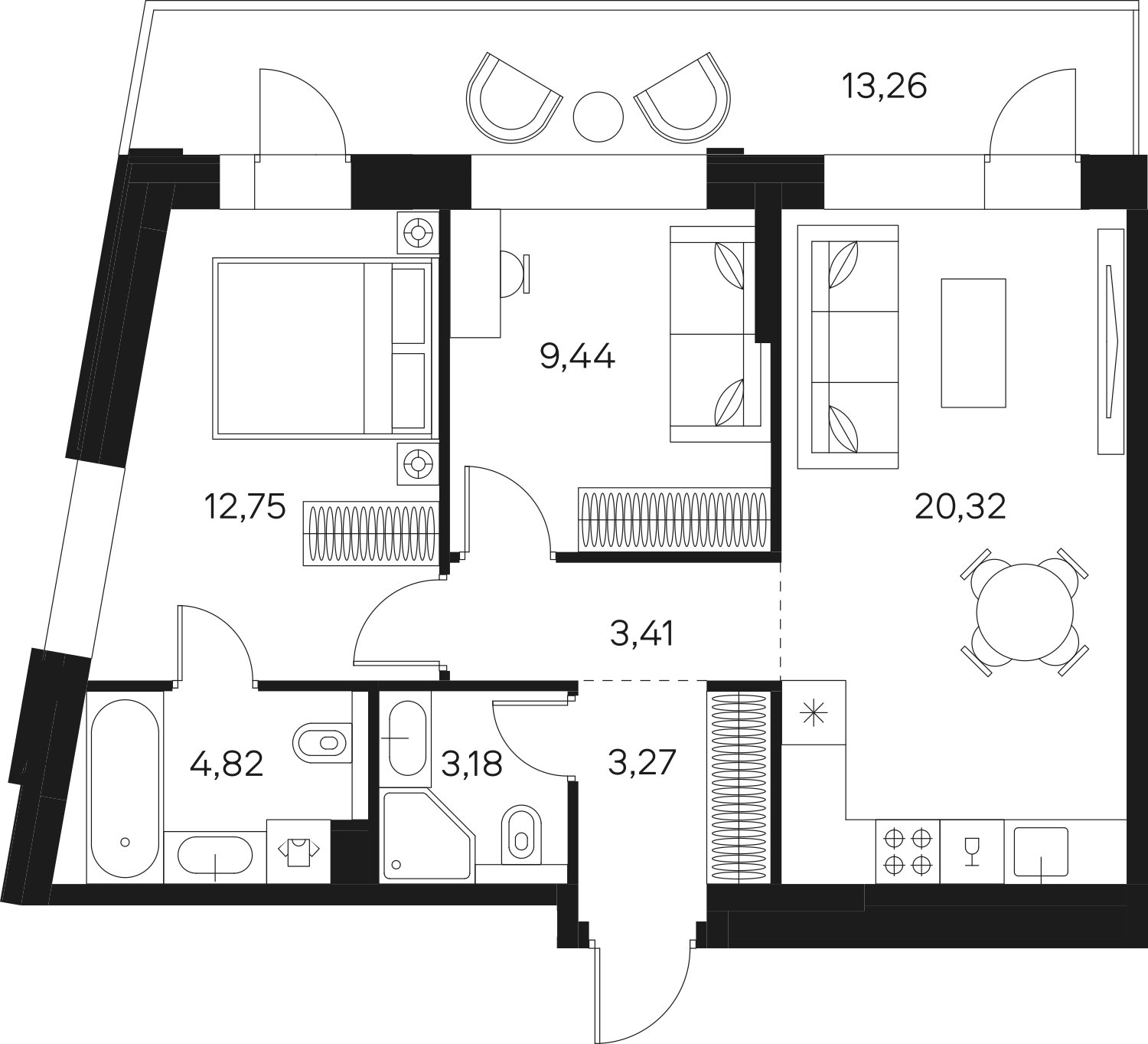 2-комнатная квартира без отделки, 61.17 м2, 16 этаж, сдача 4 квартал 2024 г., ЖК FØRST, корпус 1 - объявление 1992673 - фото №1