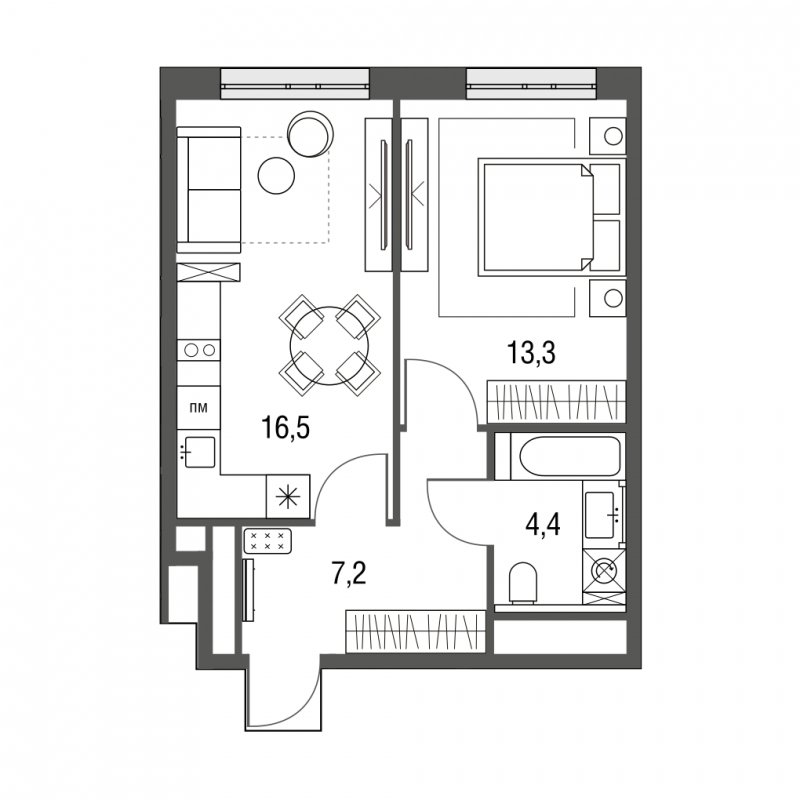 1-комнатная квартира без отделки, 41.4 м2, 11 этаж, сдача 1 квартал 2024 г., ЖК Сиреневый Парк, корпус 31 - объявление 1640062 - фото №1