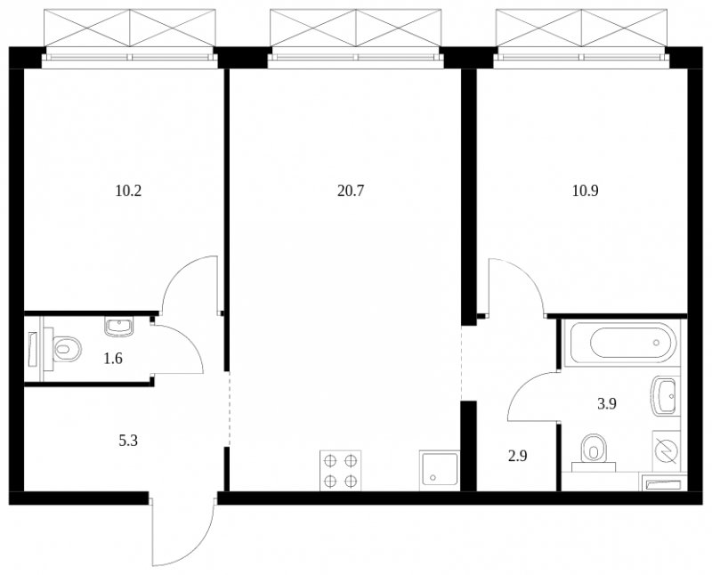 2-комнатная квартира с полной отделкой, 55.5 м2, 2 этаж, сдача 3 квартал 2023 г., ЖК Западный порт, корпус 2.2.2 - объявление 1885671 - фото №1