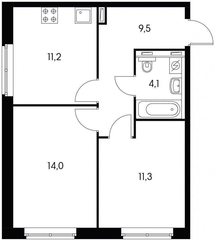 2-комнатная квартира 49.4 м2, 1 этаж, дом сдан, ЖК Одинцово-1, корпус 1.9 - объявление 1812570 - фото №1