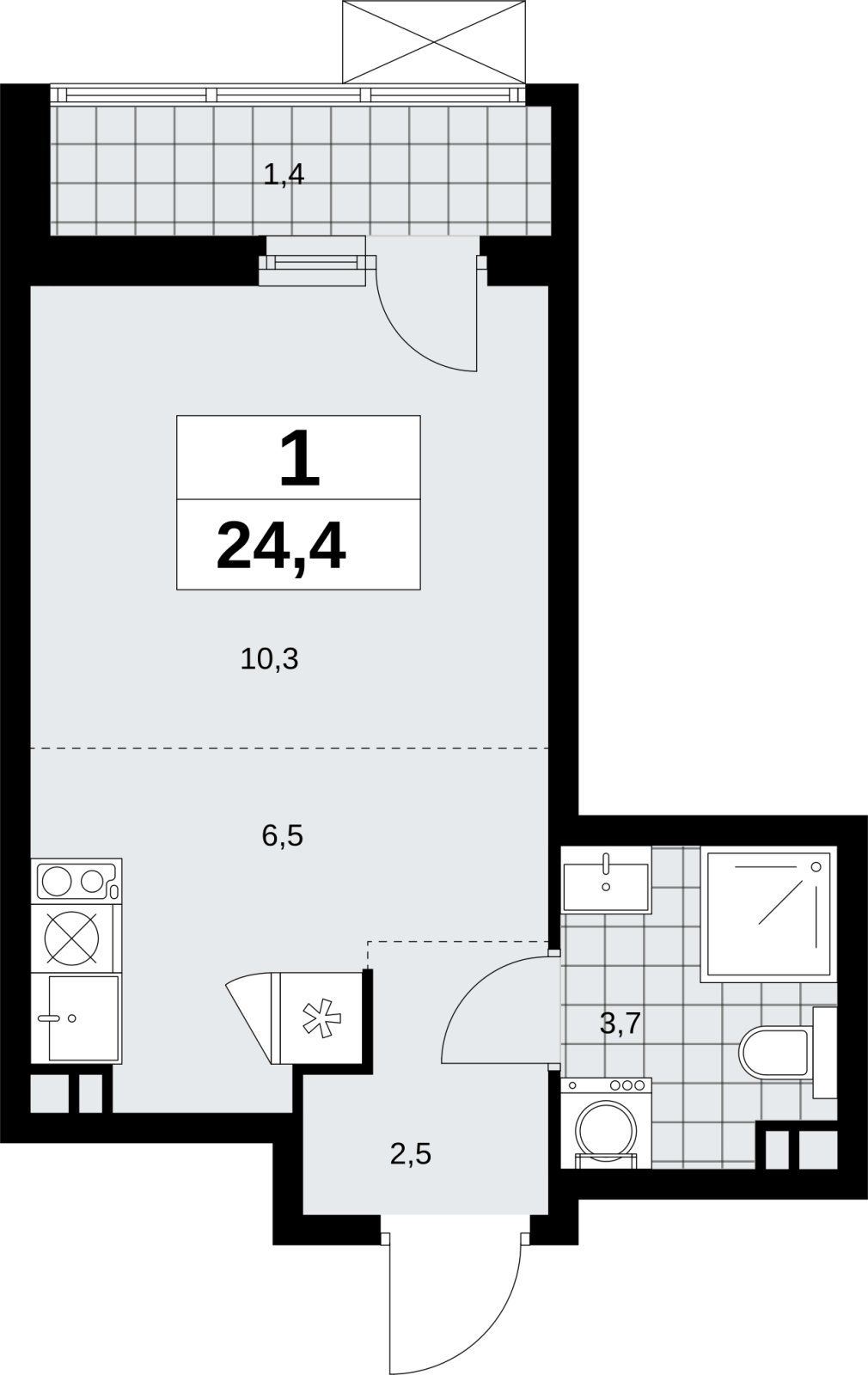 Студия с полной отделкой, 24.4 м2, 3 этаж, сдача 1 квартал 2027 г., ЖК Скандинавия, корпус 2.18.2.1 - объявление 2351049 - фото №1