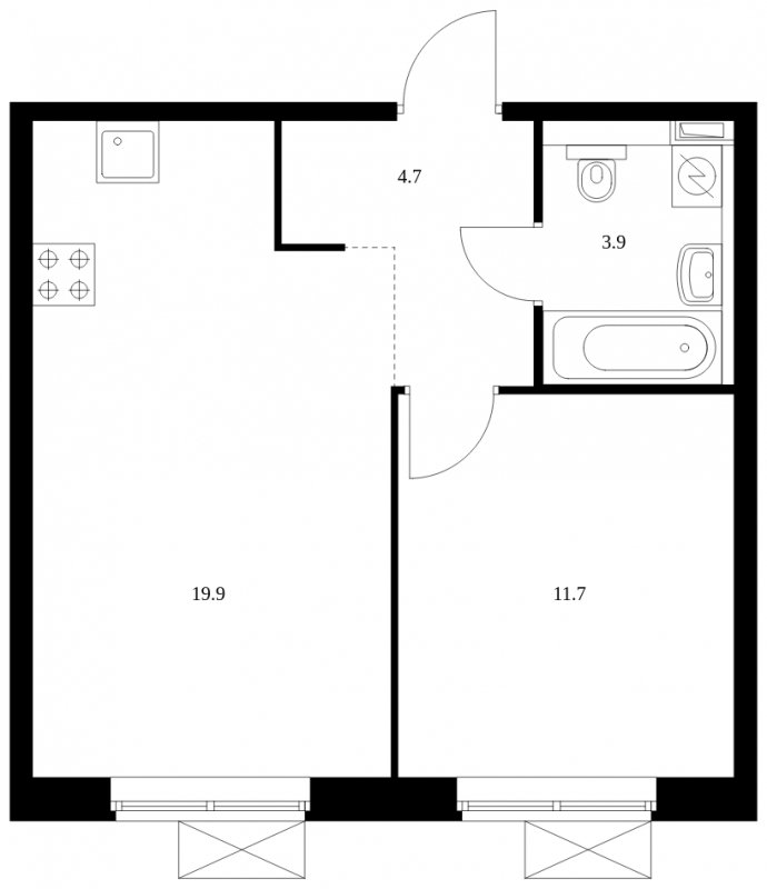 1-комнатная квартира с полной отделкой, 40.2 м2, 2 этаж, сдача 3 квартал 2023 г., ЖК Мичуринский парк, корпус 1.3 - объявление 1746553 - фото №1